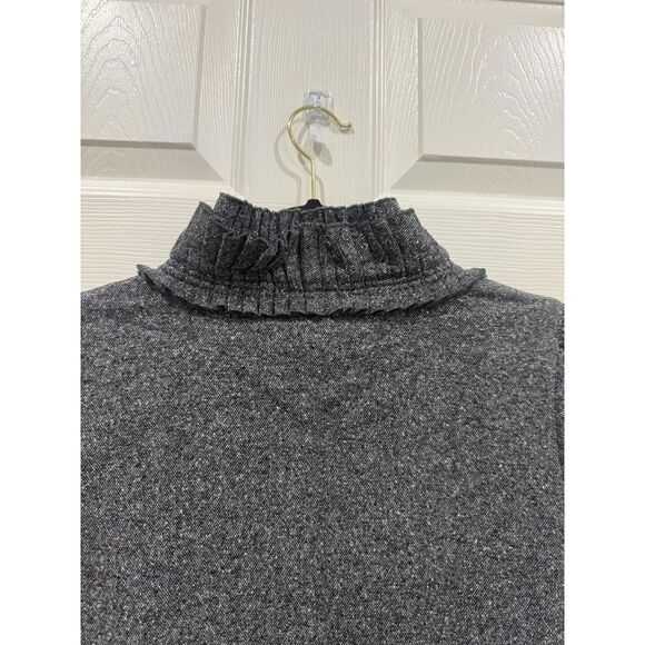 Ann Taylor LOFT Dress Womens 6 Gray Wool Blend Tweed Ruffle Neck Shift Pockets - Picture 7 of 12